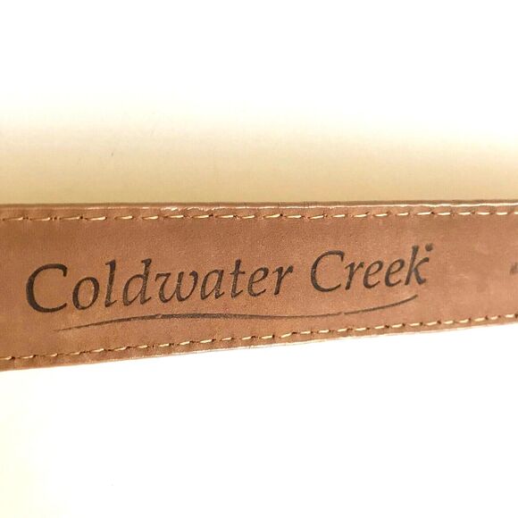 Vintage Coldwater Creek Croc Leather Belt Beige Tan Womens Size M L 32-36" - Picture 8 of 12